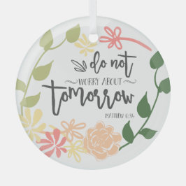 バイブル聖句キュートフラワーリースハンドレタリング ガラスオーナメント