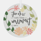 バイブル聖句キュートフラワーリースハンドレタリング ガラスオーナメント (裏面)