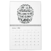 バイブル聖句キリスト教引用文白黒カレンダー カレンダー (1月 2026)