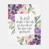 バイブル聖句パープルフローラフリースブランケット フリースブランケット (正面)