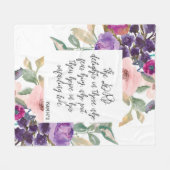 バイブル聖句パープルフローラフリースブランケット フリースブランケット (正面(横))