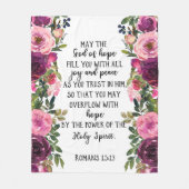 バイブル聖句パープルフローラフリースブランケット フリースブランケット (正面)