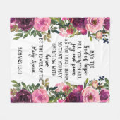 バイブル聖句パープルフローラフリースブランケット フリースブランケット (正面(横))