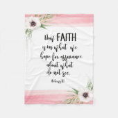 バイブル聖句ピンクフローラフリースブランケット フリースブランケット (正面)