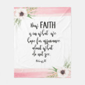 バイブル聖句ピンクフローラフリースブランケット フリースブランケット (正面)