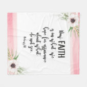 バイブル聖句ピンクフローラフリースブランケット フリースブランケット (正面(横))