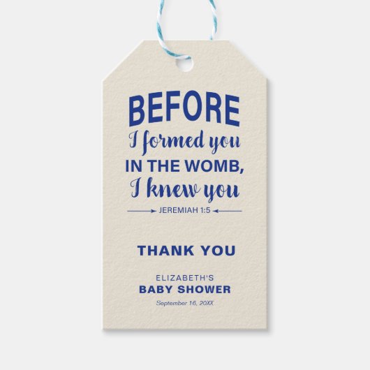 バイブル聖句ベビーシャワーエレミヤモダンクリスチャン ギフトタグ (正面)