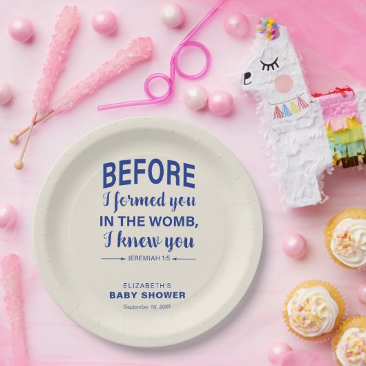 バイブル聖句ベビーシャワーエレミヤモダンクリスチャン ペーパープレート (パーティー)