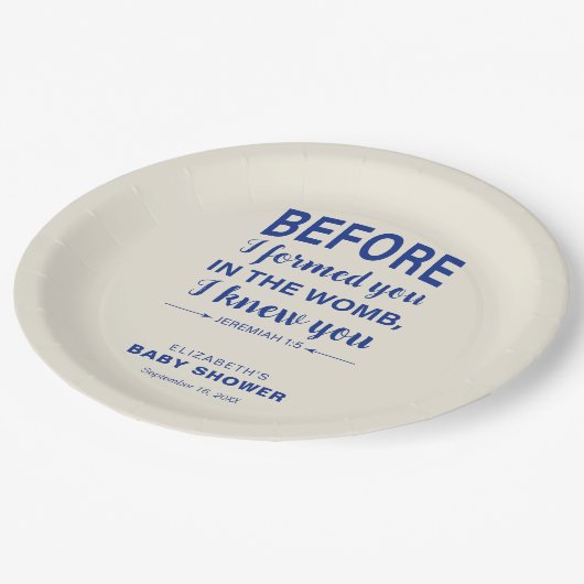 バイブル聖句ベビーシャワーエレミヤモダンクリスチャン ペーパープレート (アングル)