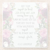 バイブル聖句ローマの梅ピンクのフローラ聖なる書物、 経典 ガラスコースター (裏面)