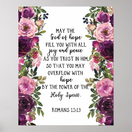 バイブル聖句ローマの梅ピンクのフローラ聖なる書物、 経典 ポスター (正面)