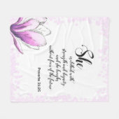 バイブル聖句素朴ピンクフローラフリースブランケット フリースブランケット (正面(横))