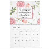 バイブル聖句聖なる書物、 経典水彩フローラ月次 カレンダー (2月 2027)
