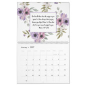 バイブル聖句聖なる書物、 経典水彩フローラ月次 カレンダー (1月 2027)