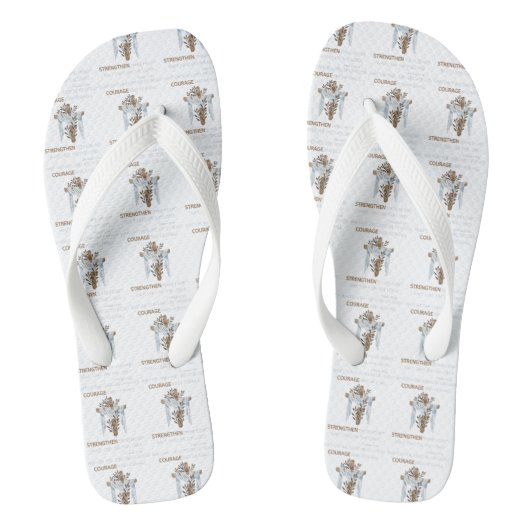 バイブル聖句聖なる書物、 経典詩篇27:14 KJV IIオールオーバー ビーチサンダル (フットベッド)