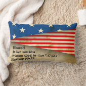 バイブル聖句詩篇33:12ヴィンテージアメリカ国旗の枕 ランバークッション (ブランケット)