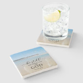 バイブル聖句詩篇46:10海ビューストーンコースター ストーンコースター (横)