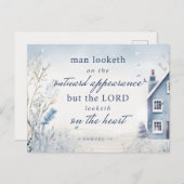 バイブル1節サムエル16:7青い水色 ポストカード (正面/裏面)