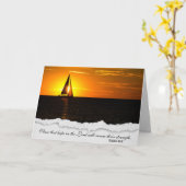 バイブル・バースと帆船の夕日 カード (黄色い花)