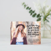 バイブル・バース写真タイポグラフィ卒業 案内ポストカード (スタンド正面)