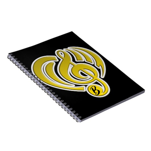 バイブレーションミュージカルラブイエローハートミュージックノートDJ ノートブック (右側)