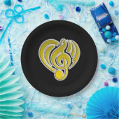 バイブレーションミュージカルラブイエローハートミュージックノートDJ ペーパープレート (パーティー)