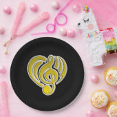 バイブレーションミュージカルラブイエローハートミュージックノートDJ ペーパープレート (パーティー)