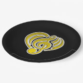 バイブレーションミュージカルラブイエローハートミュージックノートDJ ペーパープレート (アングル)