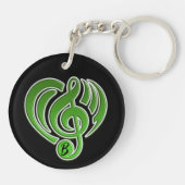 バイブレーションミュージカルラブグリーンハートミュージックノートDJ キーホルダー (裏面)