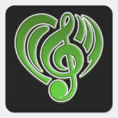 バイブレーションミュージカルラブグリーンハートミュージックノートDJ スクエアシール (正面)