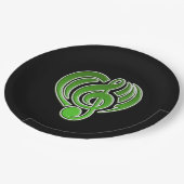 バイブレーションミュージカルラブグリーンハートミュージックノートDJ ペーパープレート (アングル)