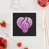 バイブレーションミュージカルラブピンクハートミュージックノートDJ スタンダードカクテルナプキン (インサイチュ)