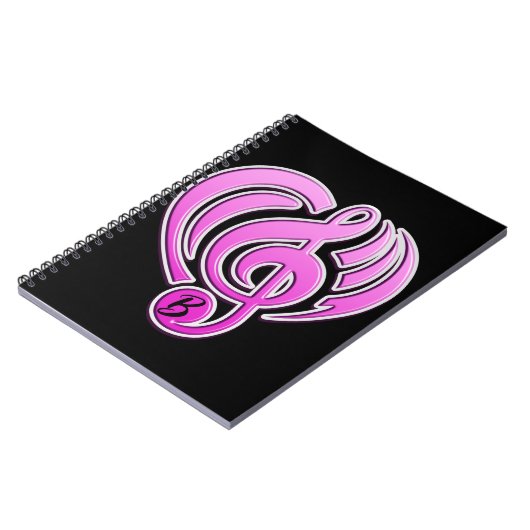 バイブレーションミュージカルラブピンクハートミュージックノートDJ ノートブック (左側)