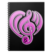 バイブレーションミュージカルラブピンクハートミュージックノートDJ ノートブック (正面)