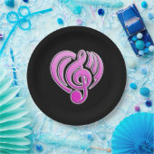 バイブレーションミュージカルラブピンクハートミュージックノートDJ ペーパープレート (パーティー)