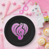 バイブレーションミュージカルラブピンクハートミュージックノートDJ ペーパープレート (パーティー)