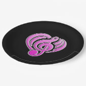 バイブレーションミュージカルラブピンクハートミュージックノートDJ ペーパープレート (アングル)