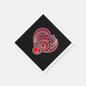 バイブレーションミュージカルラブ赤いハートミュージックノートDJ スタンダードカクテルナプキン (角)