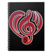 バイブレーションミュージカルラブ赤いハートミュージックノートDJ ノートブック (正面)
