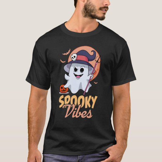 バイブ不気味スレトロ60sハロウィーンの衣装エッセンシャル tシャツ (正面)