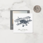 バイプレーンクラシッククリスマスフォトカード ノートカード (正面/裏面インサイチュ)