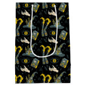 バイベ不気味カラフルハロウィーン記号パターン ミディアムペーパーバッグ (裏面)