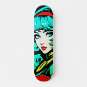 バイベ芸術的ーに乗る可愛いアポップ・アートのートガール スケートボード (正面)