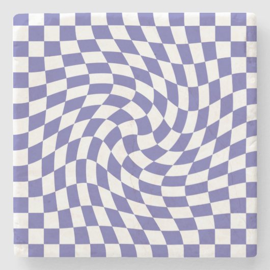 バイペリワープドチェックレトロサイケデリック  ストーンコースター (正面)