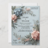 バイユーカリプタスレーストゥルパステルダスティブルー結婚ズ 招待状 (正面)