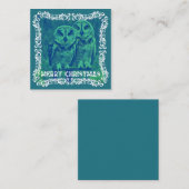 バイユー・グリーンのフクロウのメリークリスマス ノートカード (正面/裏面)
