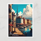 バイヨンヌフランスヴィンテージ旅行イラストレーション ポストカード (正面)