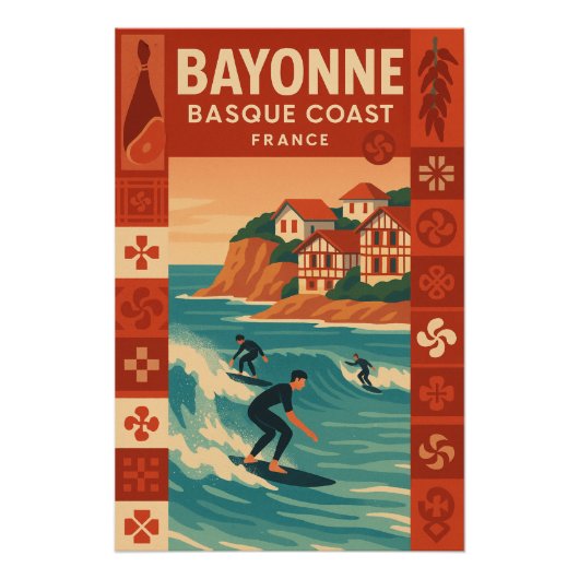 バイヨンヌ — フランス バスク海岸 ポスター (正面)