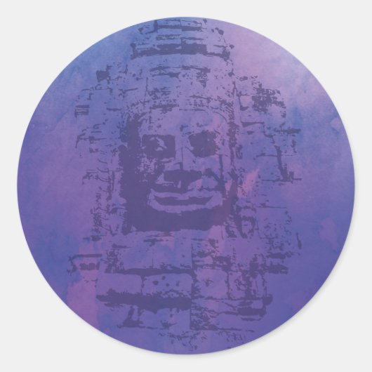 バイヨン顔パープル ラウンドシール (正面)