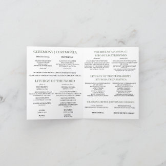 バイリンガルのカトリックのミサ結婚式 プログラム、緑 サンキューカード